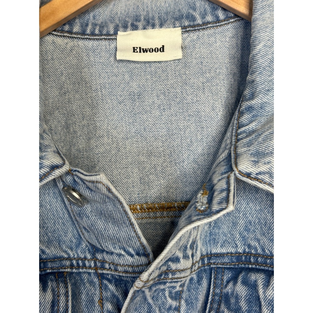 ELWOOD Light Wash Denim Trucker Jacket Mens Large Unisex Vintage Style Blue - Picture 2 of 9